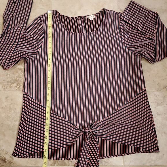 Hem & Thread striped long sleeve tie front long sleeve top - Picture 8 of 9
